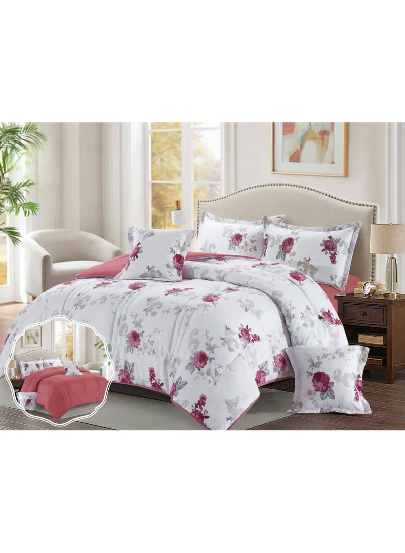 بلو سكاي مفرش سرير نفرين فخم من المايكروفايبر 100% ، غطاء سرير ، قابل للإستخدام على الوجهين، طقم مفارش بحشوة   ، طقم نوم يتكون من 6 قطع ( مفرش بحشوة + واقي مرتبة مطاط + واقي مخدة + كيس مخدة + وسادة مربعة + كيس للوسادة المربعة  ) مقاس المفرش 240X260 سم ومقاس واقي المرتبة 200x200 سم ( اللون نفس الصورة) - Image 4